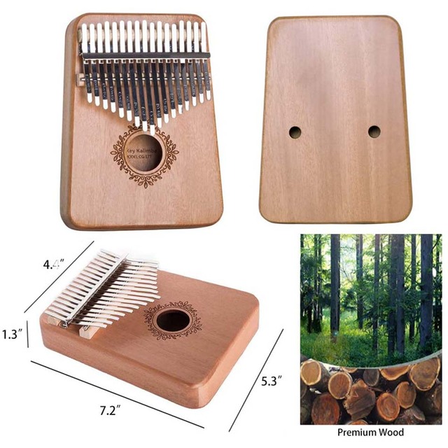 Kalimba kciuk fortepian 17 klawiszy z dostroić młotek - instrument drewno mahoniowe - Wianko - 6