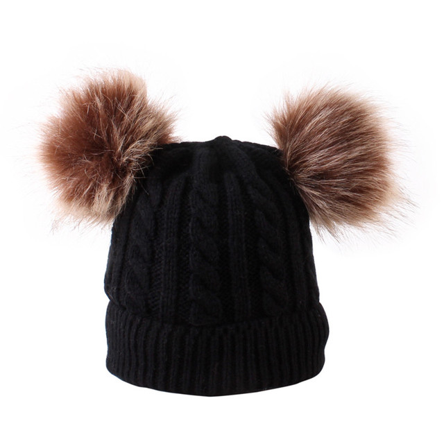 Czapka zimowa dla dzieci BalleenShiny Baby z futrzastymi pomponami i elastycznym kapeluszem - Wianko - 9