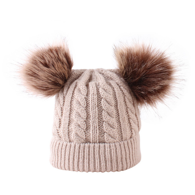 Czapka zimowa dla dzieci BalleenShiny Baby z futrzastymi pomponami i elastycznym kapeluszem - Wianko - 7