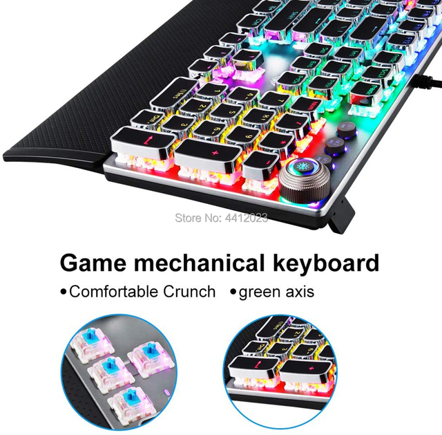 Klawiatura gamingowa mechaniczna LED F2088, 104 klawisze, podświetlana, z przyciskami do edycji makro, dedykowana do laptopów, w języku hebrajskim i rosyjskim - Wianko - 5