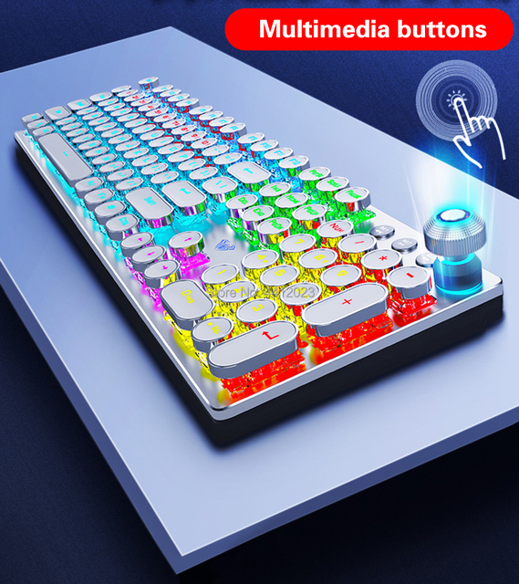 Klawiatura gamingowa mechaniczna LED F2088, 104 klawisze, podświetlana, z przyciskami do edycji makro, dedykowana do laptopów, w języku hebrajskim i rosyjskim - Wianko - 14