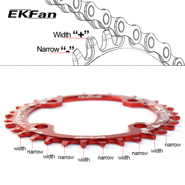 EKFan XT - wąski, szeroki łańcuch korbowy do roweru MTB o okrągłym kształcie, dostępny w rozmiarach 30T-52T - Wianko - 8