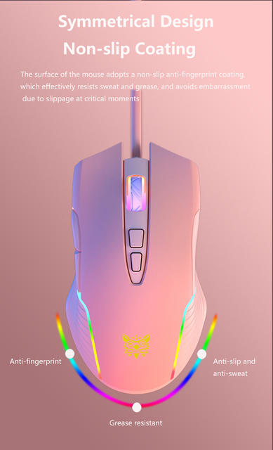 Mysz gamingowa RGB z regulacją prędkości 6400 DPI - różowy dla dziewczyn, przewodowa, dedykowana na laptopa - Wianko - 7