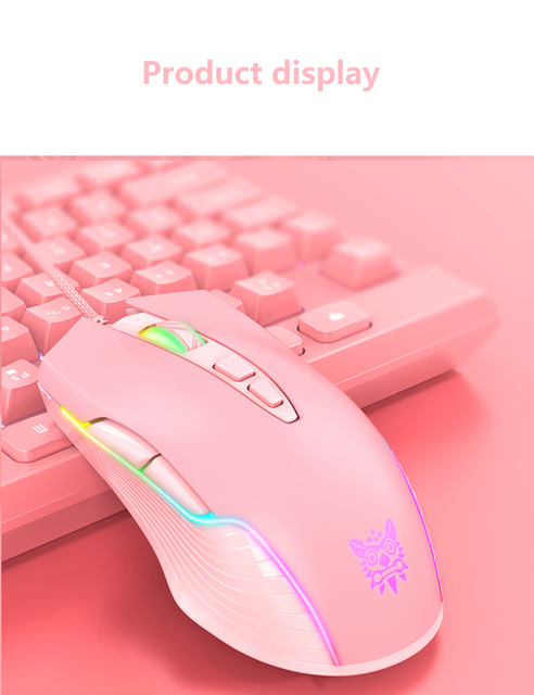 Mysz gamingowa RGB z regulacją prędkości 6400 DPI - różowy dla dziewczyn, przewodowa, dedykowana na laptopa - Wianko - 11
