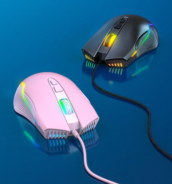 Mysz gamingowa RGB z regulacją prędkości 6400 DPI - różowy dla dziewczyn, przewodowa, dedykowana na laptopa - Wianko - 12