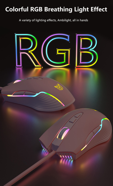 Mysz gamingowa RGB z regulacją prędkości 6400 DPI - różowy dla dziewczyn, przewodowa, dedykowana na laptopa - Wianko - 4