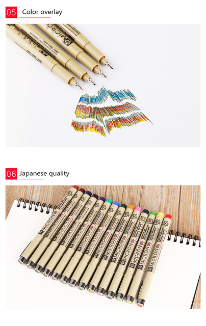 Długopis Sakura Pigma Micron 0.25mm / 0.45mm - kolorowy marker rysunkowy - do szkicowania i rysowania artystycznego - Wianko - 6