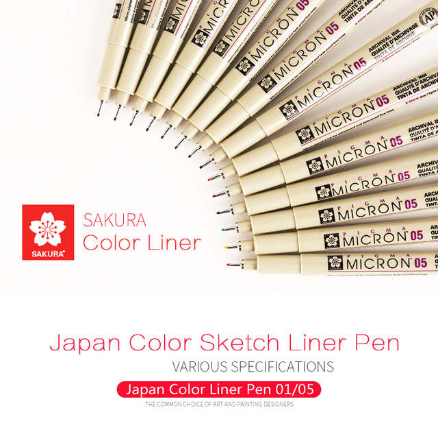 Długopis Sakura Pigma Micron 0.25mm / 0.45mm - kolorowy marker rysunkowy - do szkicowania i rysowania artystycznego - Wianko - 1
