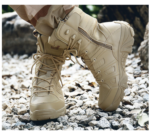 Męskie buty turystyczne wojskowe wysokie góry - antykolizyjna jakość, tactical sport - Wianko - 25