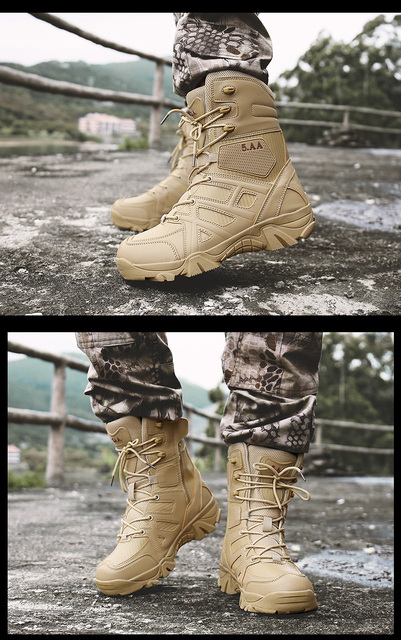 Męskie buty turystyczne wojskowe wysokie góry - antykolizyjna jakość, tactical sport - Wianko - 42