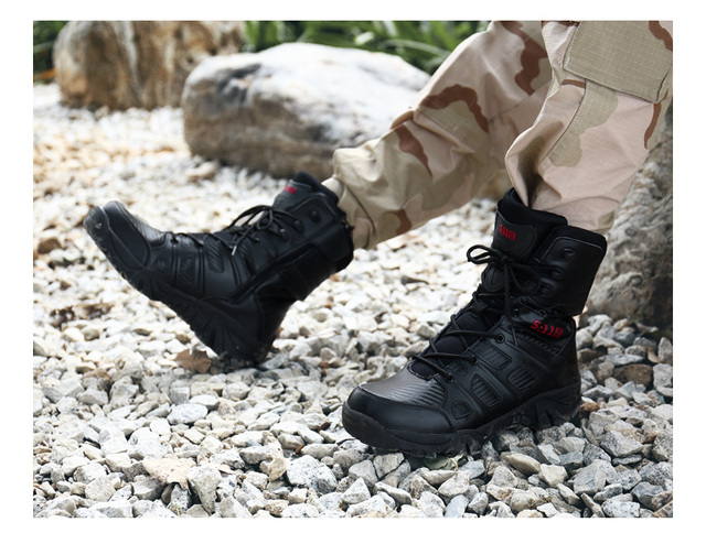 Męskie buty turystyczne wojskowe wysokie góry - antykolizyjna jakość, tactical sport - Wianko - 20