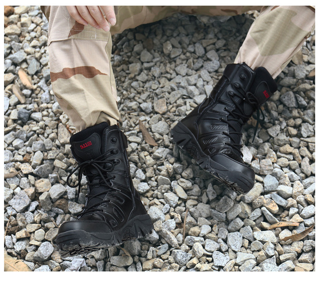 Męskie buty turystyczne wojskowe wysokie góry - antykolizyjna jakość, tactical sport - Wianko - 15