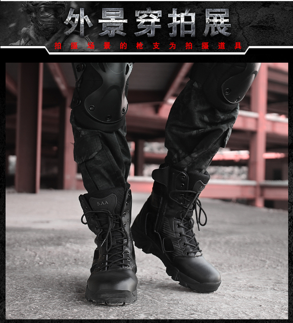 Męskie buty turystyczne wojskowe wysokie góry - antykolizyjna jakość, tactical sport - Wianko - 30