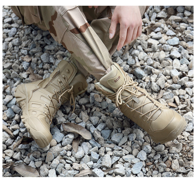 Męskie buty turystyczne wojskowe wysokie góry - antykolizyjna jakość, tactical sport - Wianko - 29