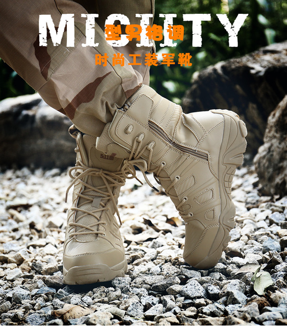 Męskie buty turystyczne wojskowe wysokie góry - antykolizyjna jakość, tactical sport - Wianko - 2