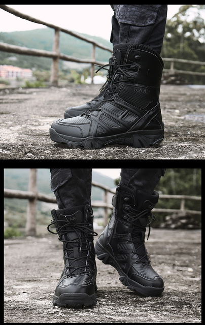 Męskie buty turystyczne wojskowe wysokie góry - antykolizyjna jakość, tactical sport - Wianko - 39