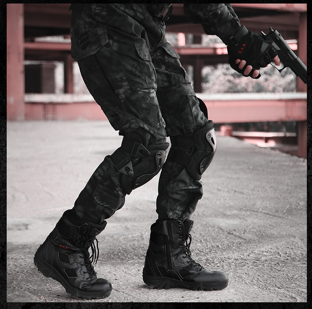 Męskie buty turystyczne wojskowe wysokie góry - antykolizyjna jakość, tactical sport - Wianko - 33