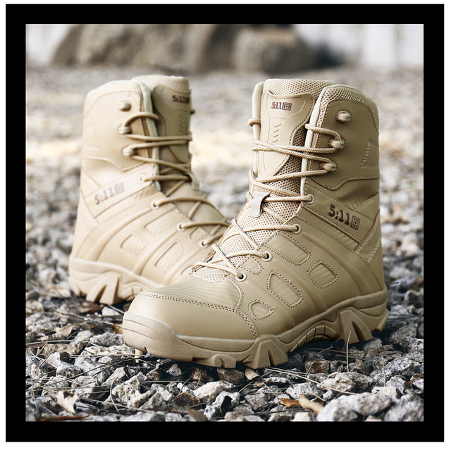 Męskie buty turystyczne wojskowe wysokie góry - antykolizyjna jakość, tactical sport - Wianko - 24