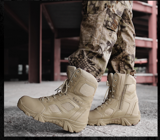 Męskie buty turystyczne wojskowe wysokie góry - antykolizyjna jakość, tactical sport - Wianko - 34