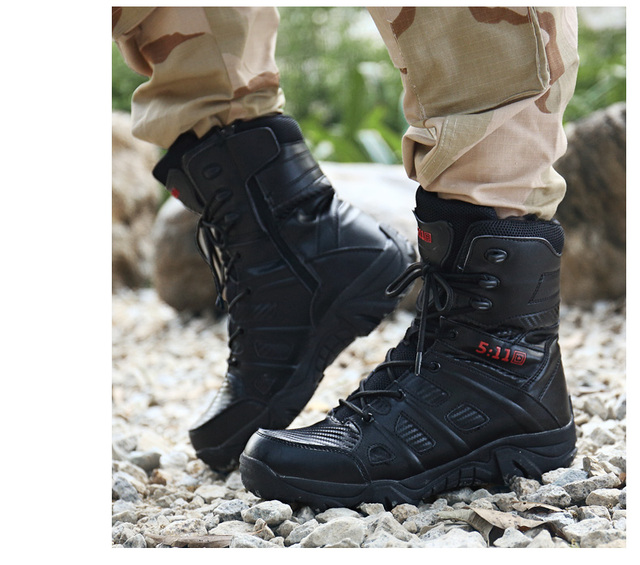 Męskie buty turystyczne wojskowe wysokie góry - antykolizyjna jakość, tactical sport - Wianko - 16