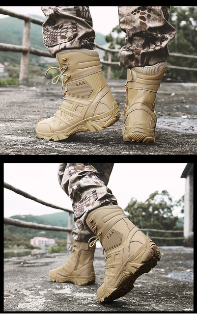 Męskie buty turystyczne wojskowe wysokie góry - antykolizyjna jakość, tactical sport - Wianko - 43