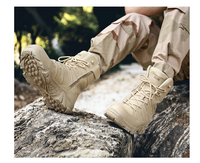 Męskie buty turystyczne wojskowe wysokie góry - antykolizyjna jakość, tactical sport - Wianko - 28