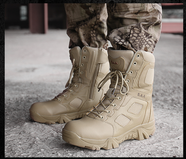 Męskie buty turystyczne wojskowe wysokie góry - antykolizyjna jakość, tactical sport - Wianko - 35