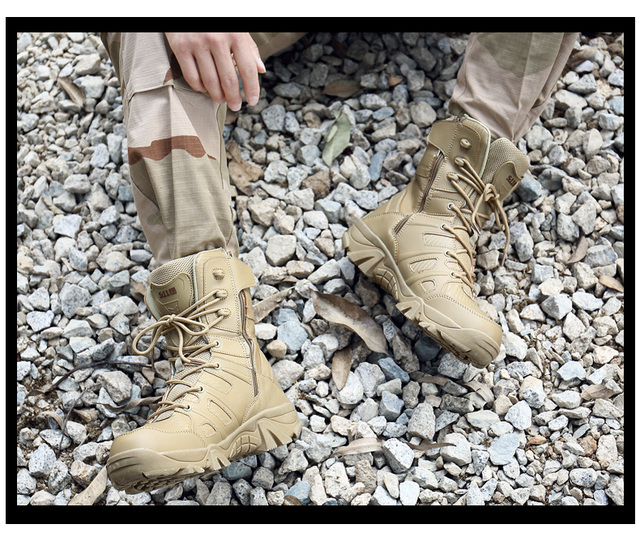 Męskie buty turystyczne wojskowe wysokie góry - antykolizyjna jakość, tactical sport - Wianko - 27