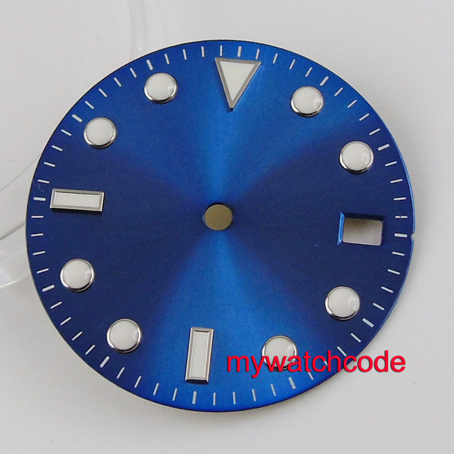 Zegarek męski sterylny z datą, pasujący do mechanizmu automatycznego NH35, 28.5mm, czarny/niebieski/szary - Wianko - 5