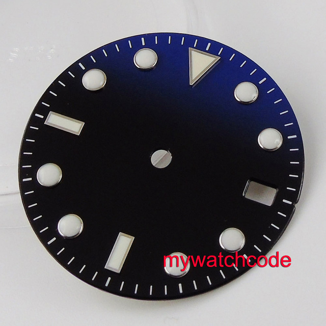 Zegarek męski sterylny z datą, pasujący do mechanizmu automatycznego NH35, 28.5mm, czarny/niebieski/szary - Wianko - 2