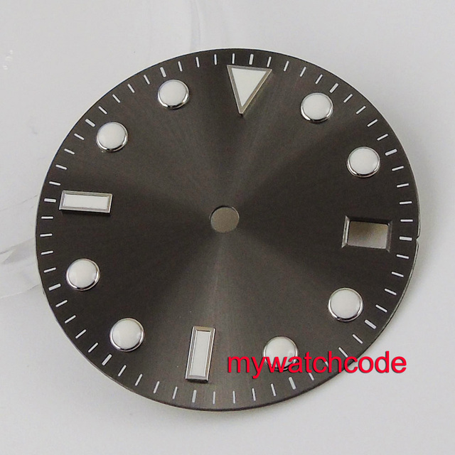 Zegarek męski sterylny z datą, pasujący do mechanizmu automatycznego NH35, 28.5mm, czarny/niebieski/szary - Wianko - 3