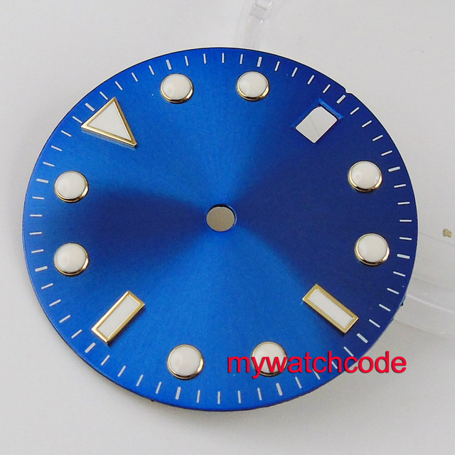 Zegarek męski sterylny z datą, pasujący do mechanizmu automatycznego NH35, 28.5mm, czarny/niebieski/szary - Wianko - 4