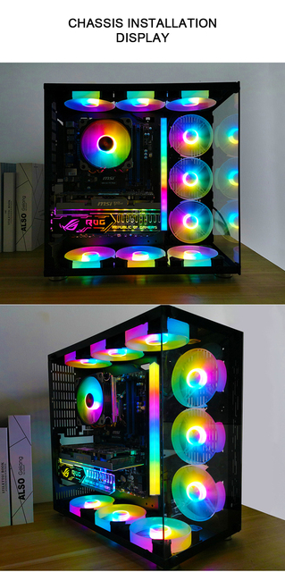 Wentylator COOLMOON dwustronnie świecący z RGB Bar 30cm, magnetyczny, zmieniający kolor, LED, ostre światło Bar, obudowa komputera, dekoracja - Wianko - 9