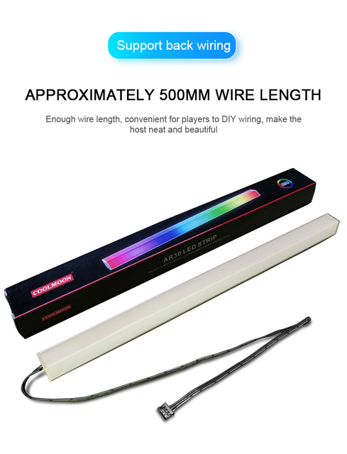 Wentylator COOLMOON dwustronnie świecący z RGB Bar 30cm, magnetyczny, zmieniający kolor, LED, ostre światło Bar, obudowa komputera, dekoracja - Wianko - 5