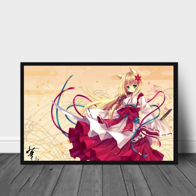 Plakat Anime japońskie Anime - Neko Girls, druk artystyczny bez ramki, dekoracja domu - Wianko - 1