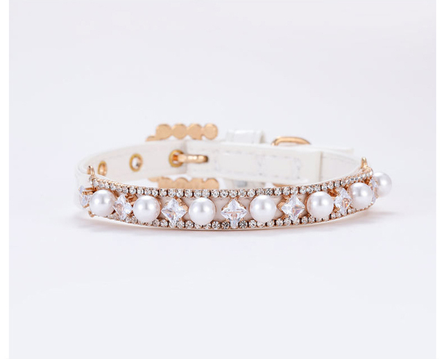Naszyjnik biżuteryjny dla małych psów - modny obroża z kryształowymi perłami i rysztalami na Chihuahuy - Wianko - 4