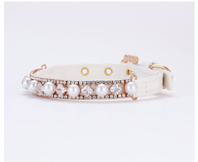 Naszyjnik biżuteryjny dla małych psów - modny obroża z kryształowymi perłami i rysztalami na Chihuahuy - Wianko - 5