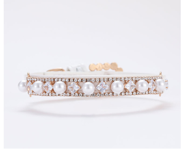 Naszyjnik biżuteryjny dla małych psów - modny obroża z kryształowymi perłami i rysztalami na Chihuahuy - Wianko - 3