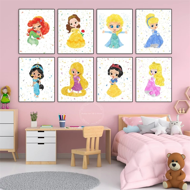 Księżniczka Disneya - malarstwo na płótnie z postacią syrenki do ozdoby pokoju dziecięcego - Wianko - 5