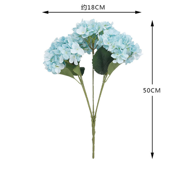 1 gałązka z 5 sztukami sztucznej hortensji - bukiet z jedwabiu, elegancki styl domu, idealny na ślub i dekorację na zewnątrz - Wianko - 10