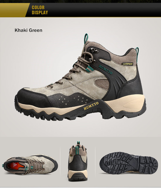 HUMTTO Męskie buty trekkingowe wodoodporne skórzane na wędrówki, wspinaczkę i polowanie - Wianko - 21