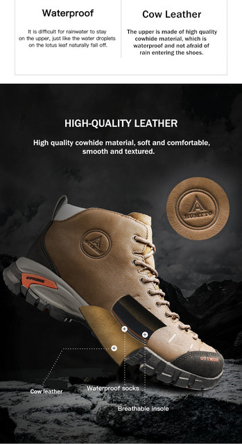HUMTTO Męskie buty trekkingowe wodoodporne skórzane na wędrówki, wspinaczkę i polowanie - Wianko - 6