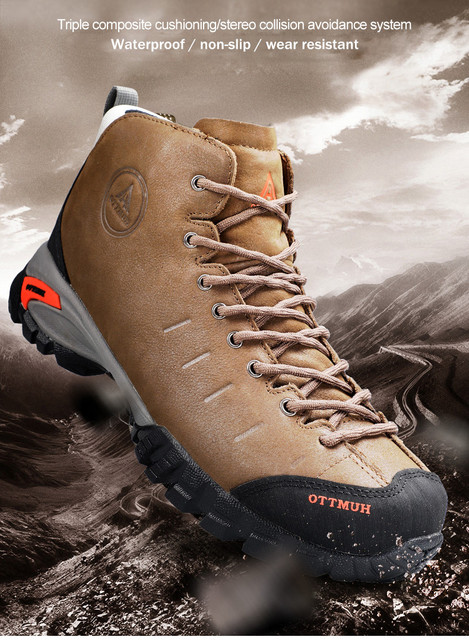 HUMTTO Męskie buty trekkingowe wodoodporne skórzane na wędrówki, wspinaczkę i polowanie - Wianko - 1