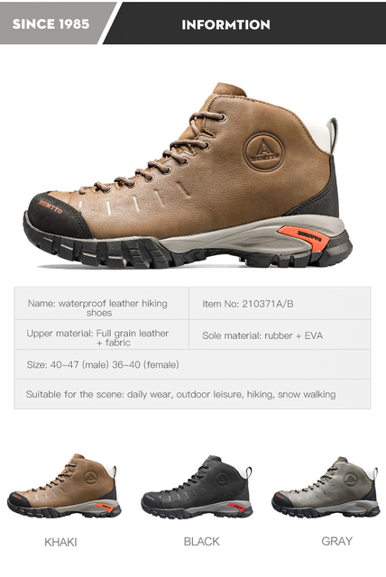 HUMTTO Męskie buty trekkingowe wodoodporne skórzane na wędrówki, wspinaczkę i polowanie - Wianko - 9