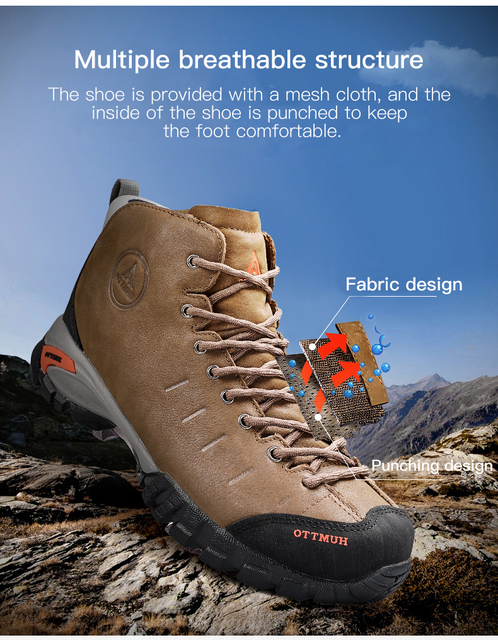 HUMTTO Męskie buty trekkingowe wodoodporne skórzane na wędrówki, wspinaczkę i polowanie - Wianko - 7
