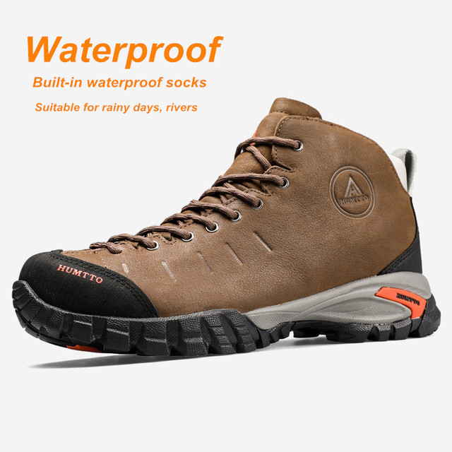 HUMTTO Męskie buty trekkingowe wodoodporne skórzane na wędrówki, wspinaczkę i polowanie - Wianko - 4