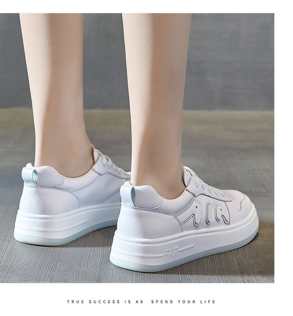 Białe skórzane buty damskie na co dzień z płaską podeszwą - Wianko - 14