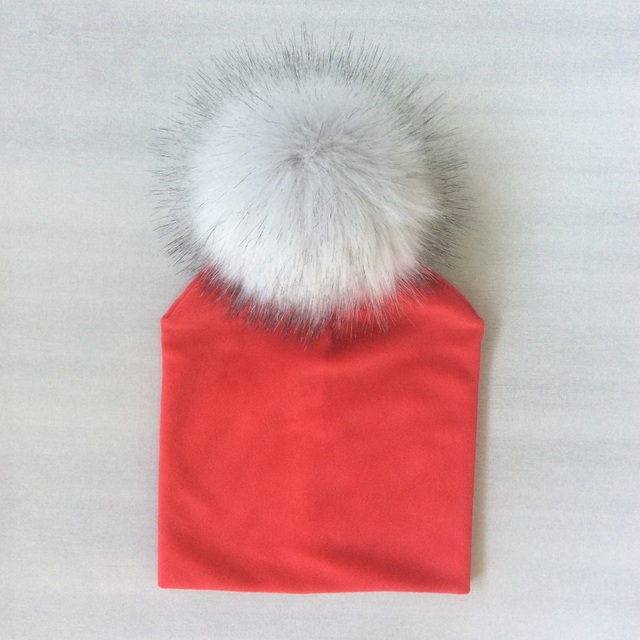 Jesienno-zimowy jednokolorowy aksamitny kapelusz dziecięcy z pomponem - dziewczęcy - Wianko - 9