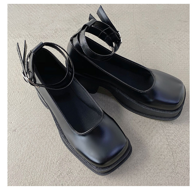 Wysokie jednolite mokasyny dziewczęce w stylu vintage Lolita z kwadratowym nosem - buty damskie na słupku Cospaly JK - Wianko - 10