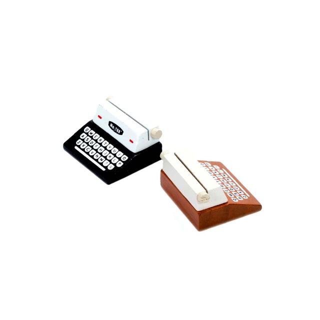 Etui na karty i notesy - Kreatywna maszyna do pisania z drewnianym uchwytem, wyświetlaczem zdjęć i stojakiem na dokumenty, klipem na karty Memo, oraz pojemnikiem na notatki - Wianko - 8